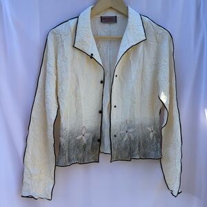 •SOLD• Vintage 90s Crinkle Floral Embroidered Shirt